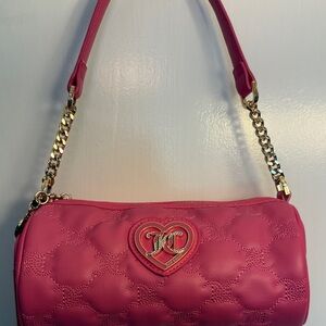 Juicy Pink Quilted Handbag with Gold Chain